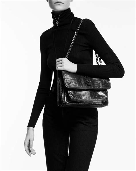 ysl niki crocodile embossed|Saint Laurent Niki Medium YSL Monogram Crocodile.